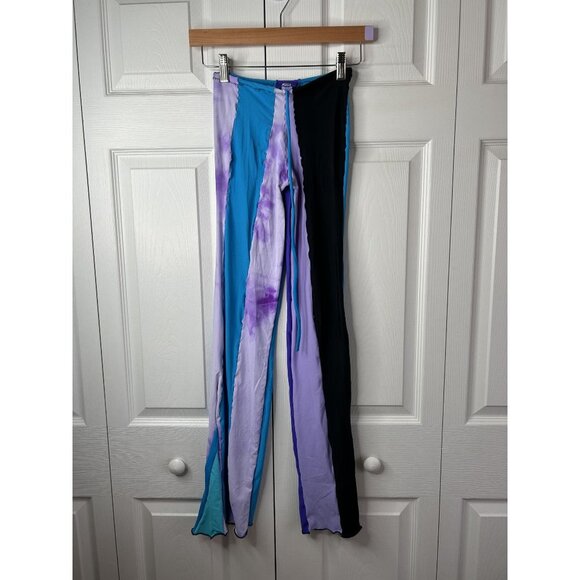 Sherris Shop Blue Purple Black Patch Patchwork Pants Women's Size X-Small XS